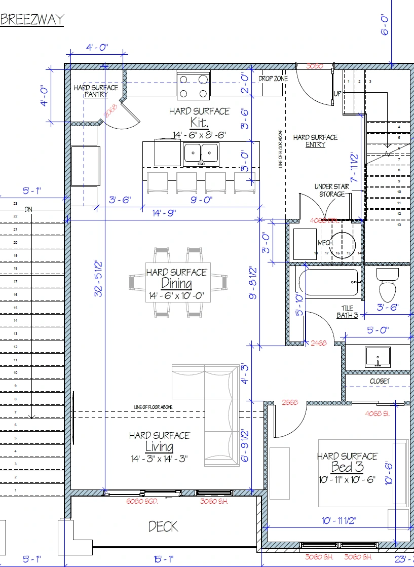 Preliminary architectural condominium main level, left mirrored residence